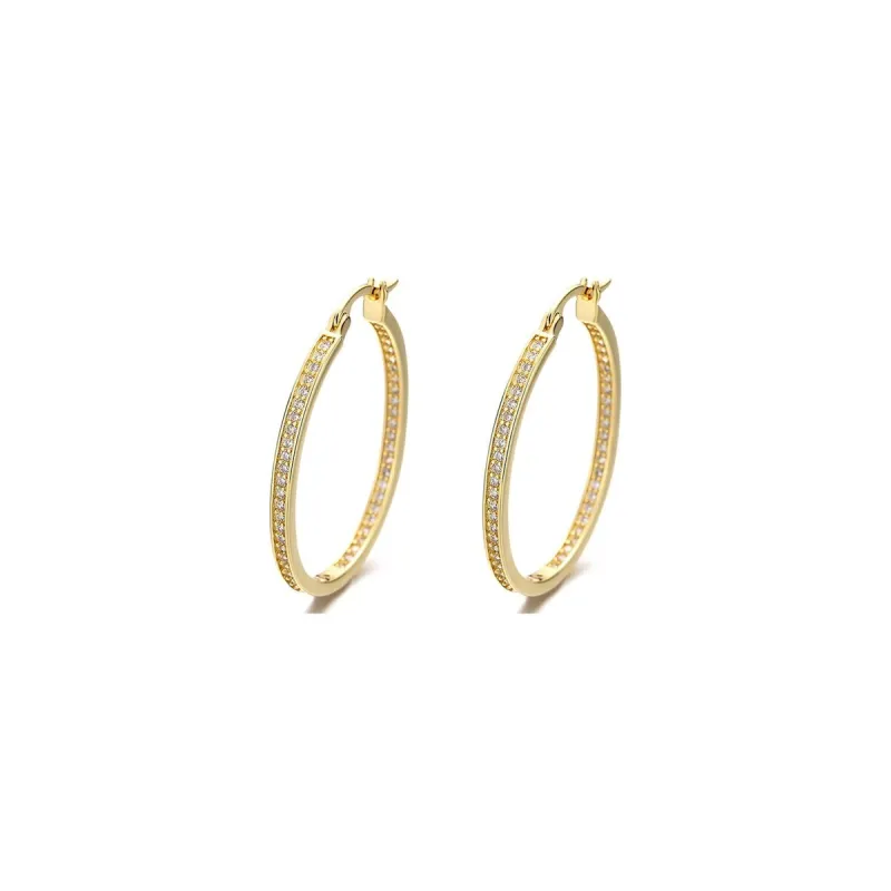 14K Gold In and Out Hoop Earrings with Crystals from Swarovski sold by Zulily