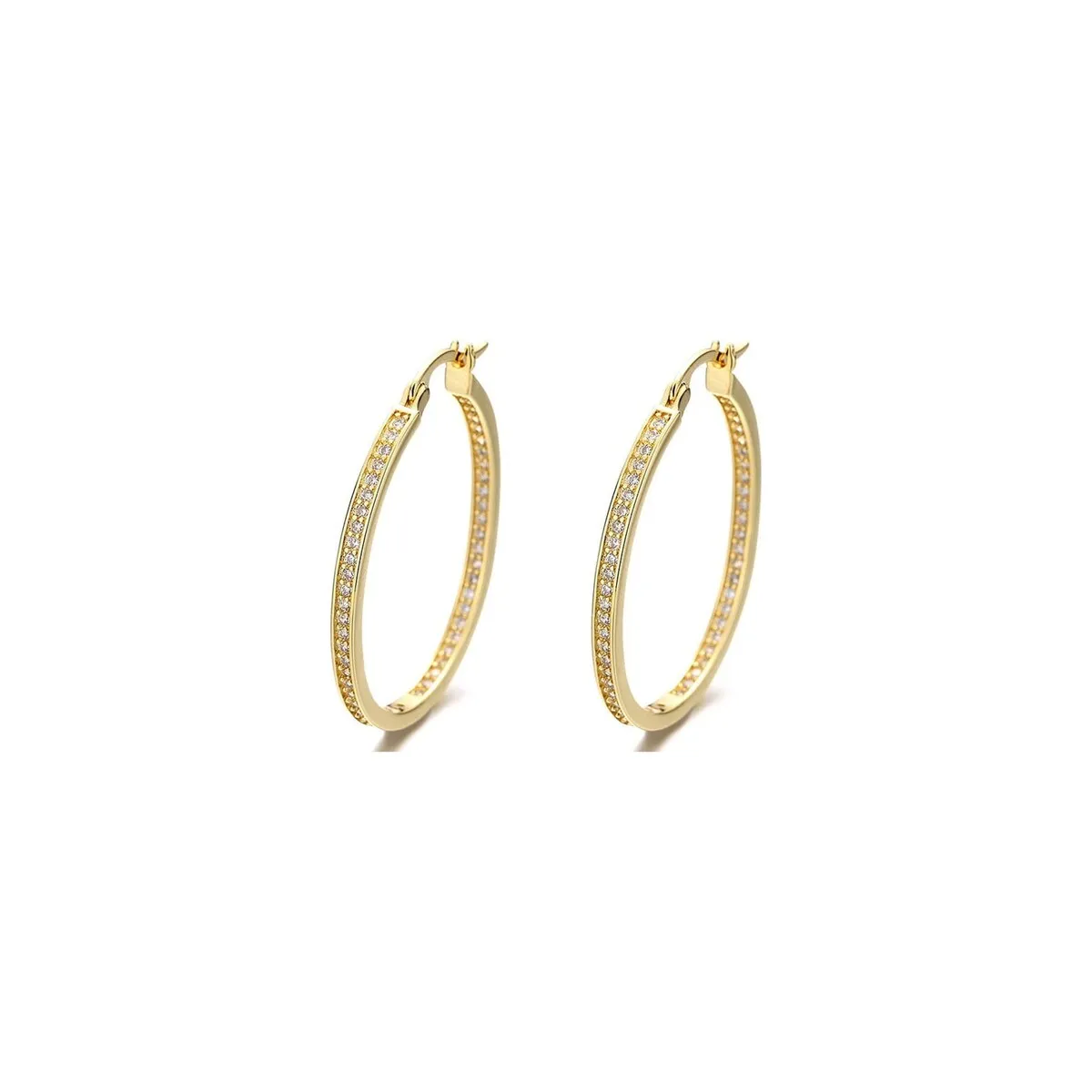 14K Gold In and Out Hoop Earrings with Crystals from Swarovski sold by Zulily