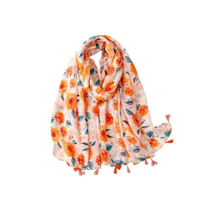 Bright Sunflower Scarf with Tassels sold by Zulily