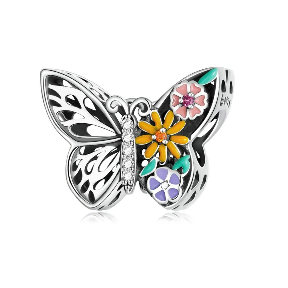 Sterling Silver Multi Colored Butterfly Charm sold by Zulily