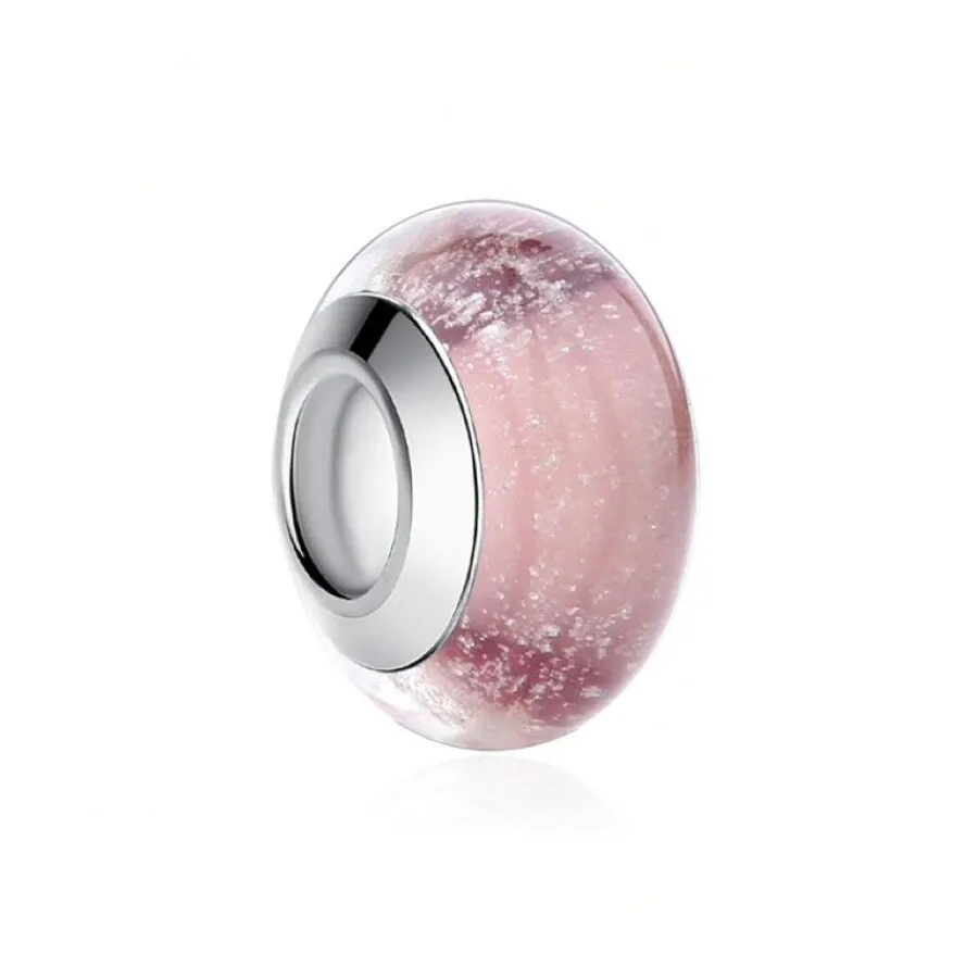 Sterling Silver Pink Glass Bead Charm sold by Zulily