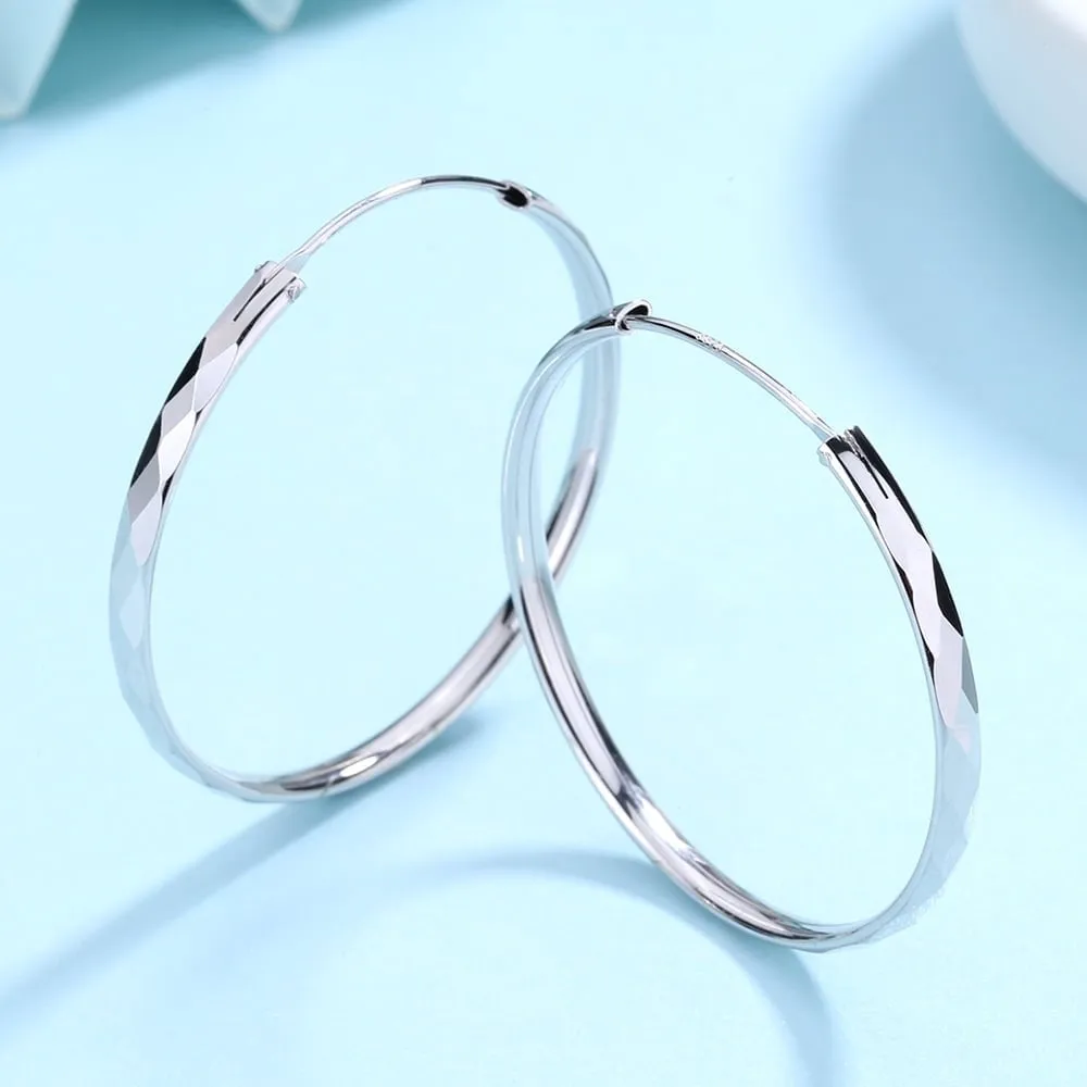 Diamond Cut Sterling Silver Hoop Earrings - 30mm D sold by Zulily product image thumbnail 2