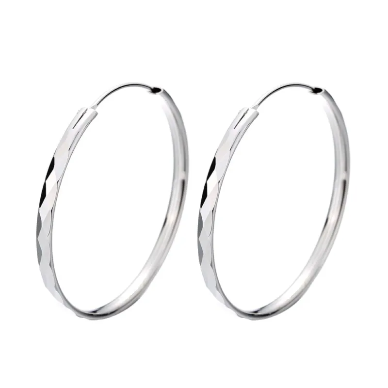 Diamond Cut Sterling Silver Hoop Earrings - 30mm D sold by Zulily