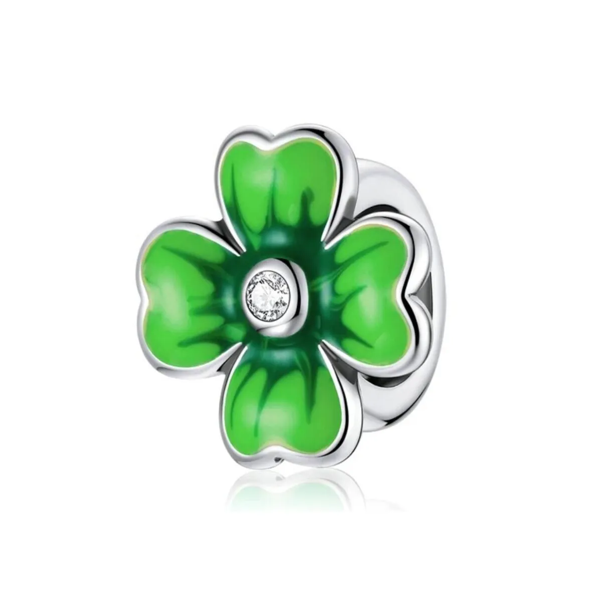 Sterling Silver Green & Dainty CZ Clover Bracelet Charm sold by Zulily