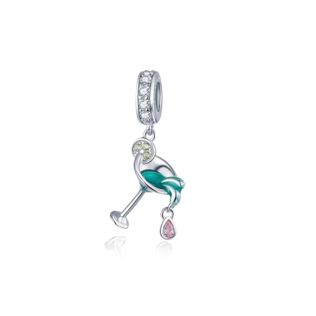 Sterling Silver Blue Pink Martini Dangling Charm sold by Zulily