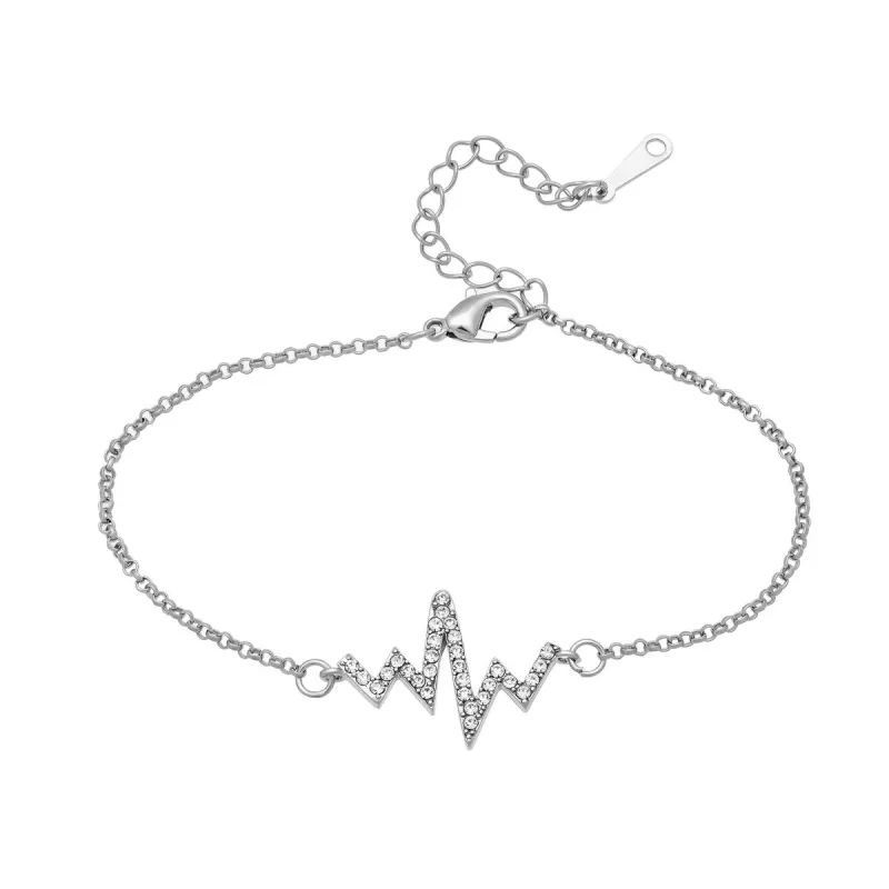 Silvertone Clear Swarovski Crystal Pave Heartbeat Bracelet sold by Zulily