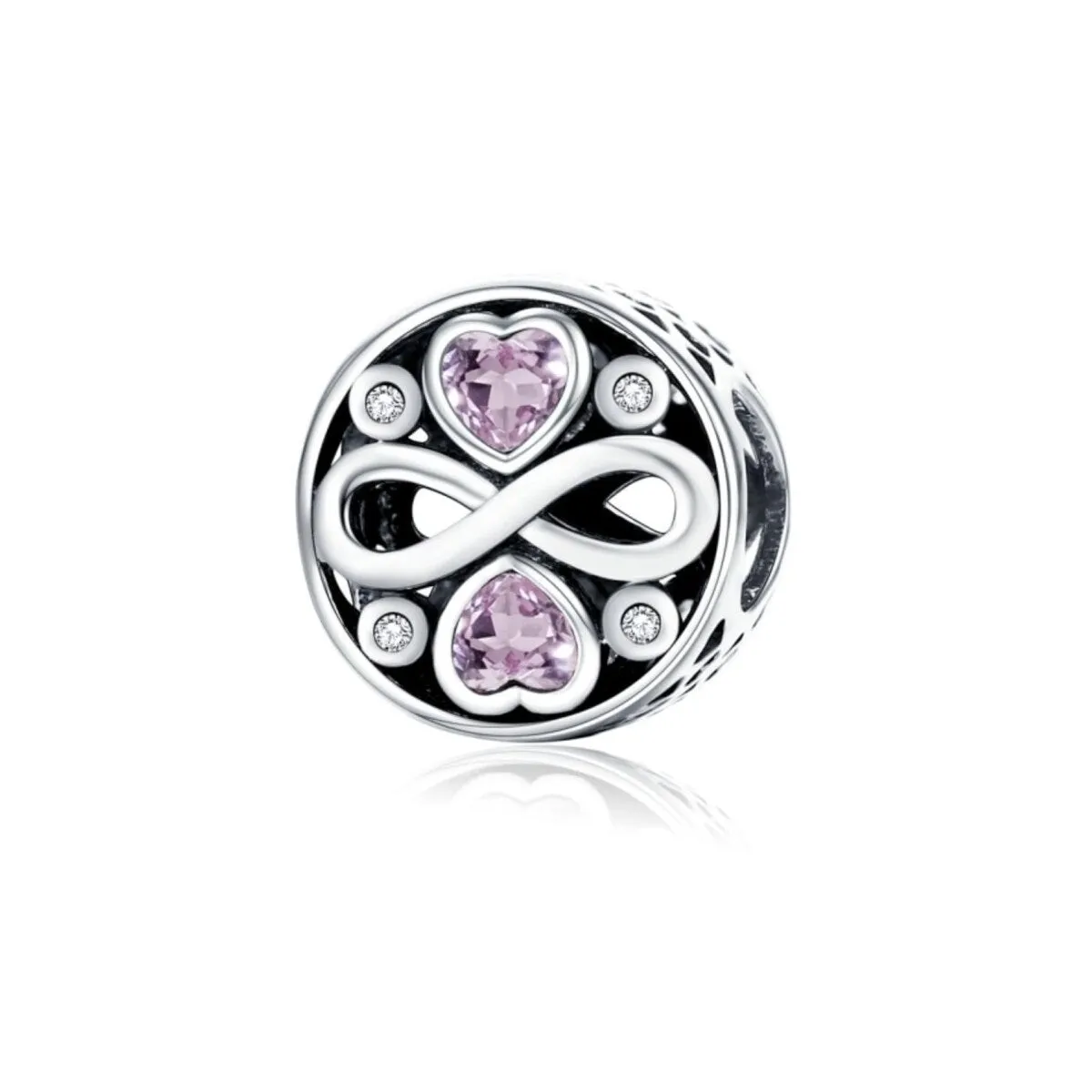 Sterling Silver Pink Cubic Zirconia Infinity And Hearts Charm sold by Zulily
