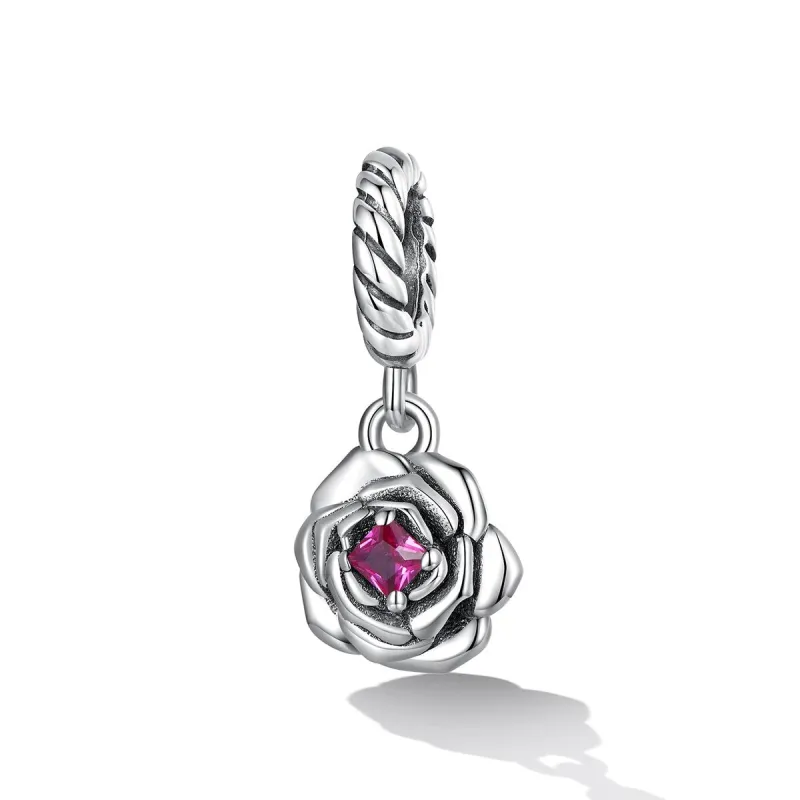 Fuchsia Cubic Zirconia & Sterling Silver Rose Charm sold by Zulily