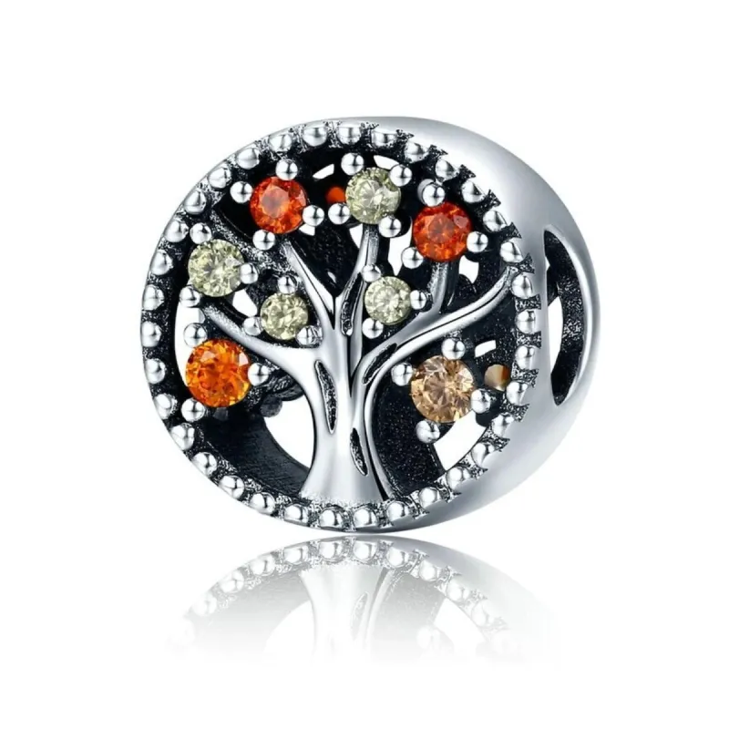 Sterling Silver & Fall Coloured CZ Tree Bracelet Charm sold by Zulily