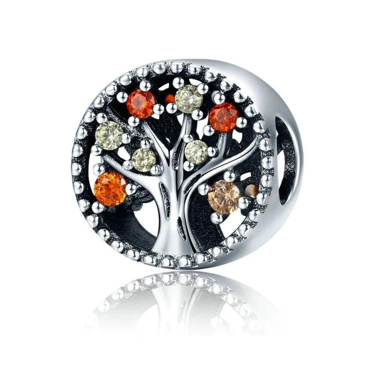 Sterling Silver & Fall Coloured CZ Tree Bracelet Charm sold by Zulily
