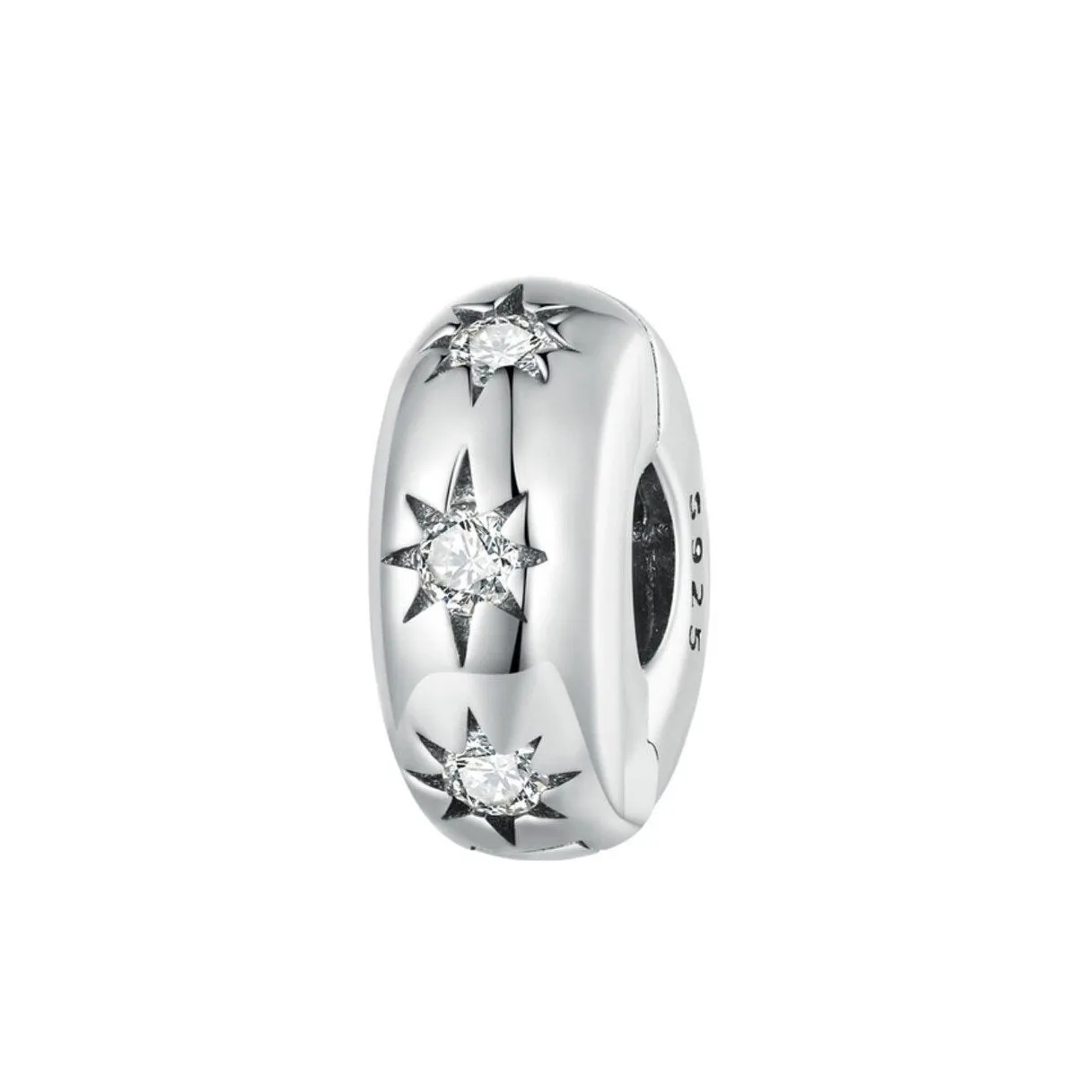 Cubic Zirconia & Sterling Silver Star Bright Rondelle Charm sold by Zulily