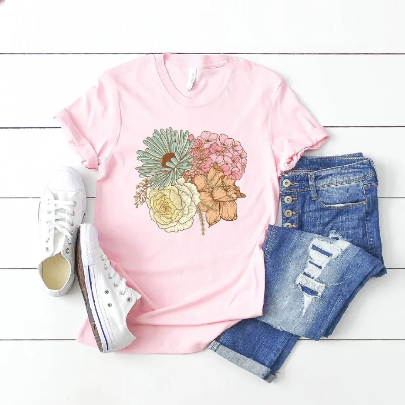 Colorful Flower Bouquet Short Sleeve Crewnneck Tee sold by Zulily