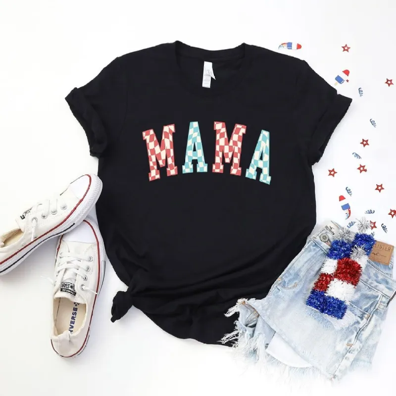 Mama Wavy Checkered Short Sleeve Crewnneck Tee sold by Zulily