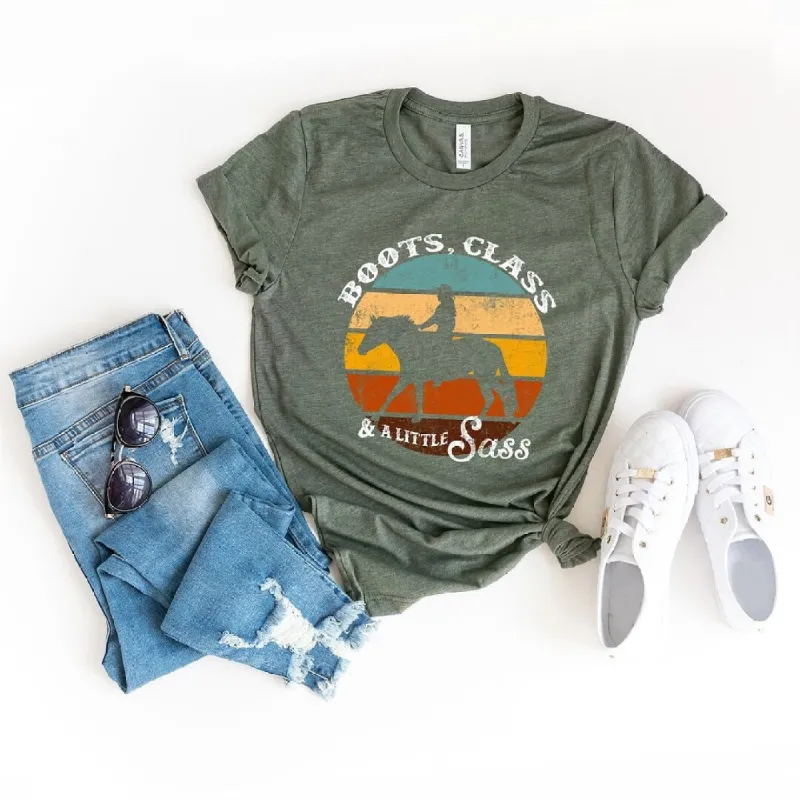 Boots Class and a Little Sass Short Sleeve Crewnneck Tee sold by Zulily