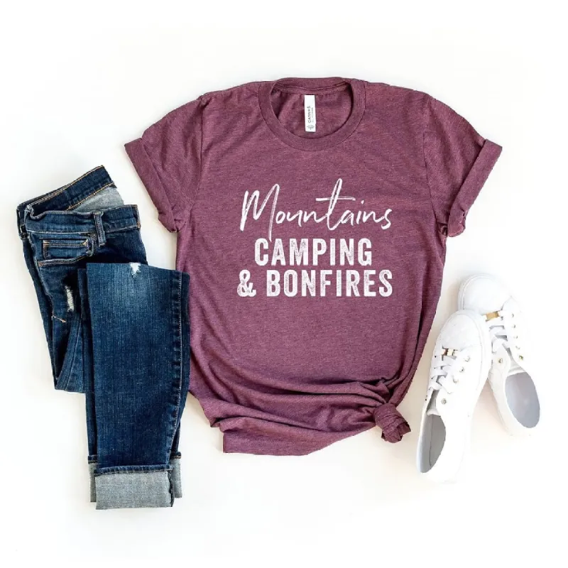 Mountains Camping and Bonfires Short Sleeve Crewnneck Tee sold by Zulily
