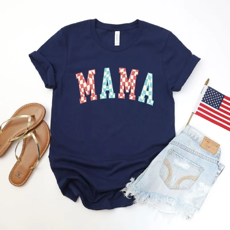 Mama Wavy Checkered Short Sleeve Crewnneck Tee sold by Zulily