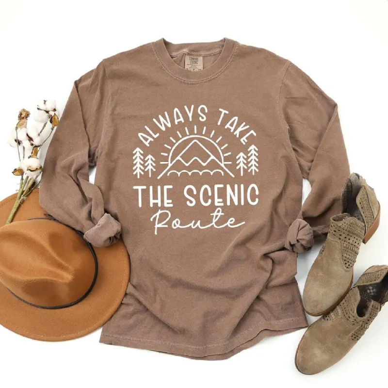 Take the Scenic Route Horizon Garment Dyed Long Sleeve sold by Zulily