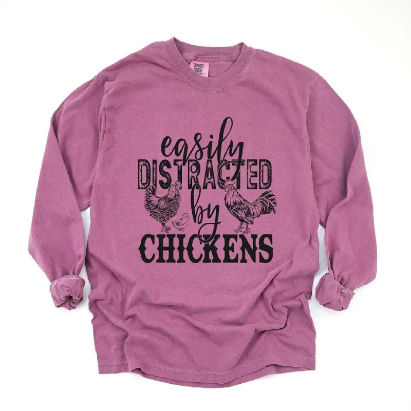 Distracted by Chickens Garment Dyed Long Sleeve sold by Zulily