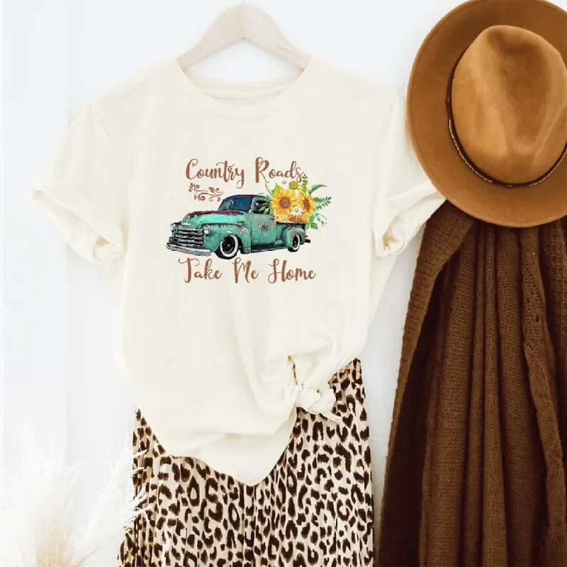 Country Roads Truck Short Sleeve Crewnneck Tee sold by Zulily
