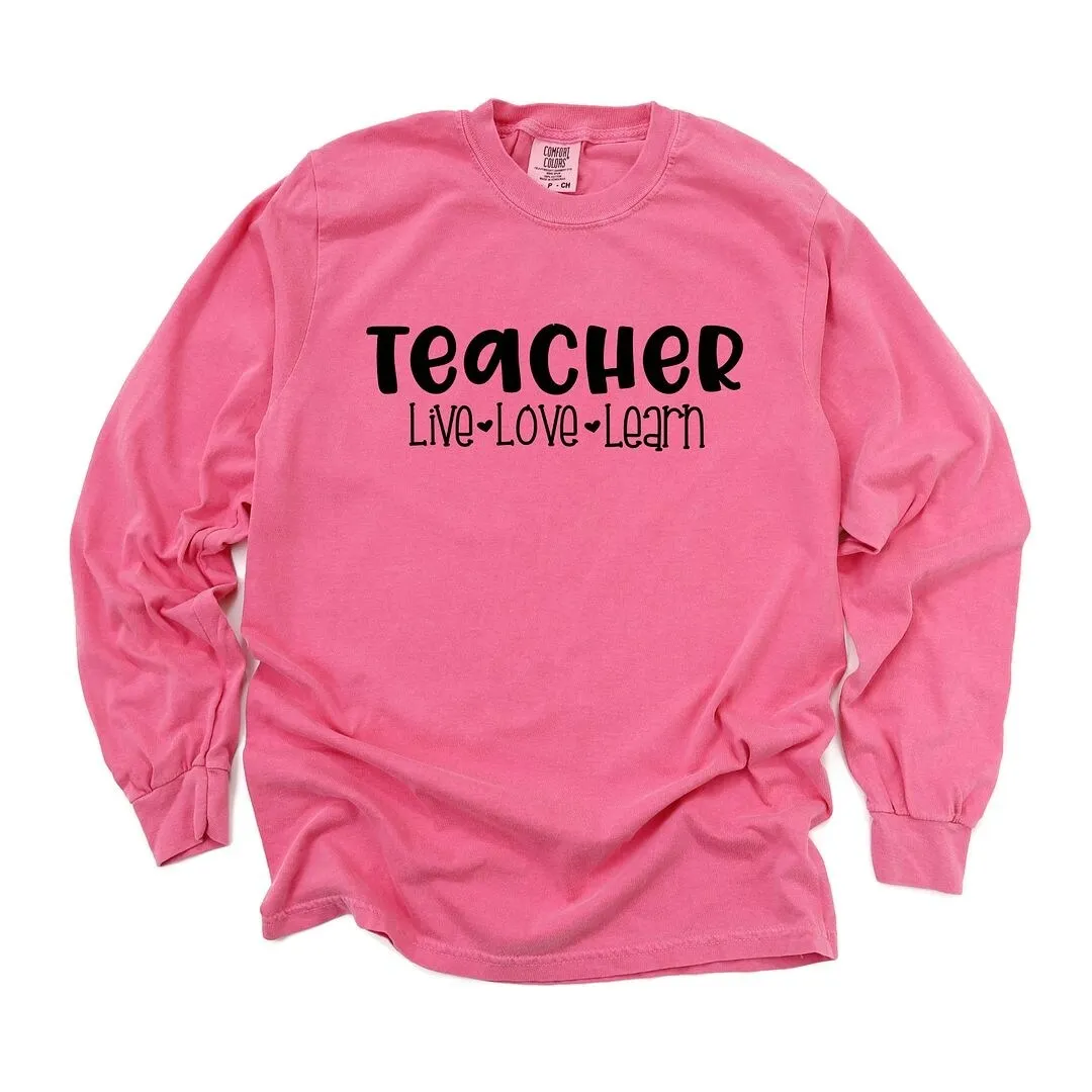 Teacher Live Love Learn Garment Dyed Long Sleeve sold by Zulily product image thumbnail 2