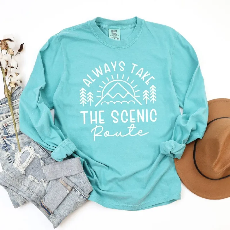 Take the Scenic Route Horizon Garment Dyed Long Sleeve sold by Zulily