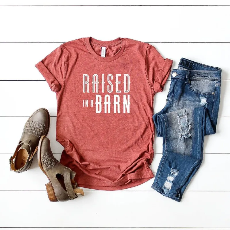 Raised In A Barn Short Sleeve Crewnneck Tee sold by Zulily