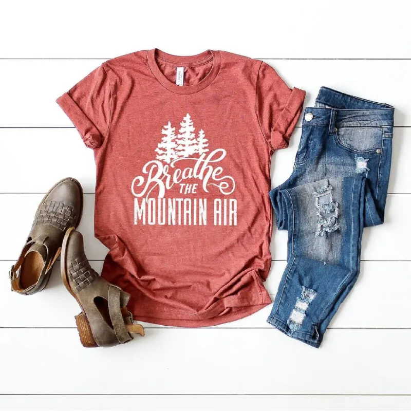 Breathe the Mountain Air Short Sleeve Crewnneck Tee sold by Zulily