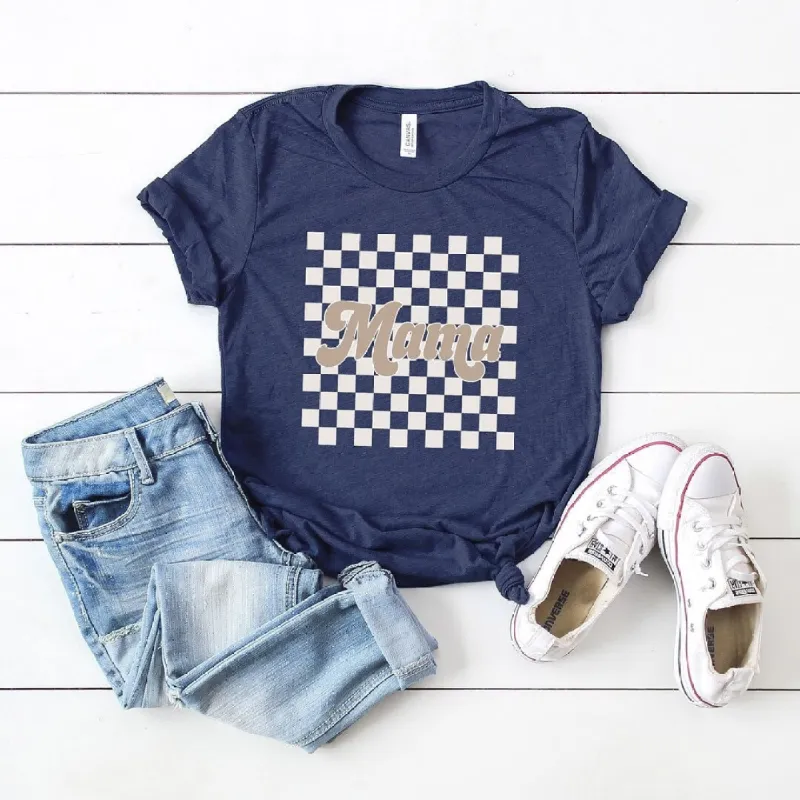Retro Checkered Mama Short Sleeve Crewnneck Tee sold by Zulily