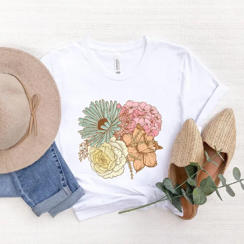 Colorful Flower Bouquet Short Sleeve Crewnneck Tee sold by Zulily