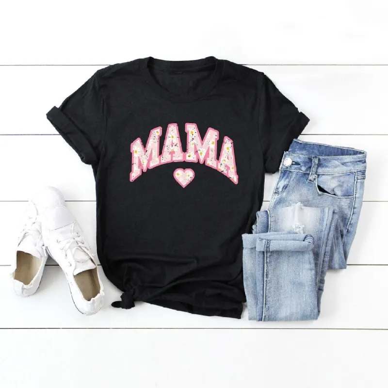 Mama Curved Floral Short Sleeve Crewnneck Tee sold by Zulily