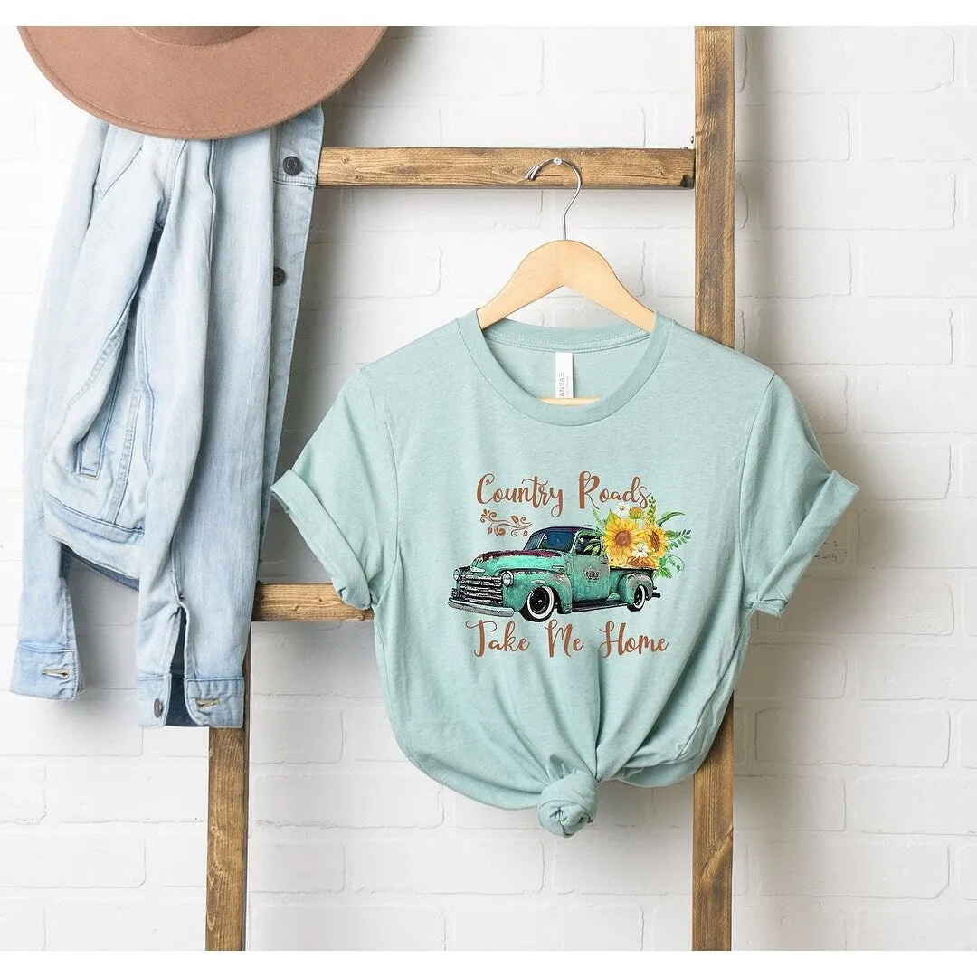 Country Roads Truck Short Sleeve Crewnneck Tee sold by Zulily
