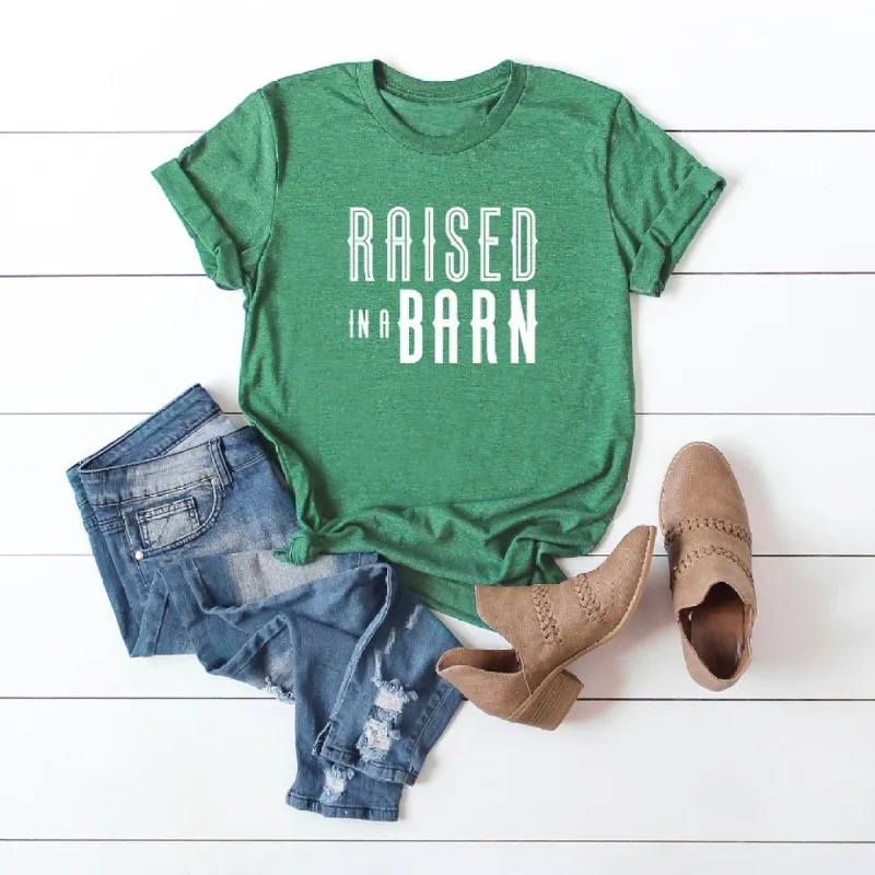 Raised In A Barn Short Sleeve Crewnneck Tee sold by Zulily