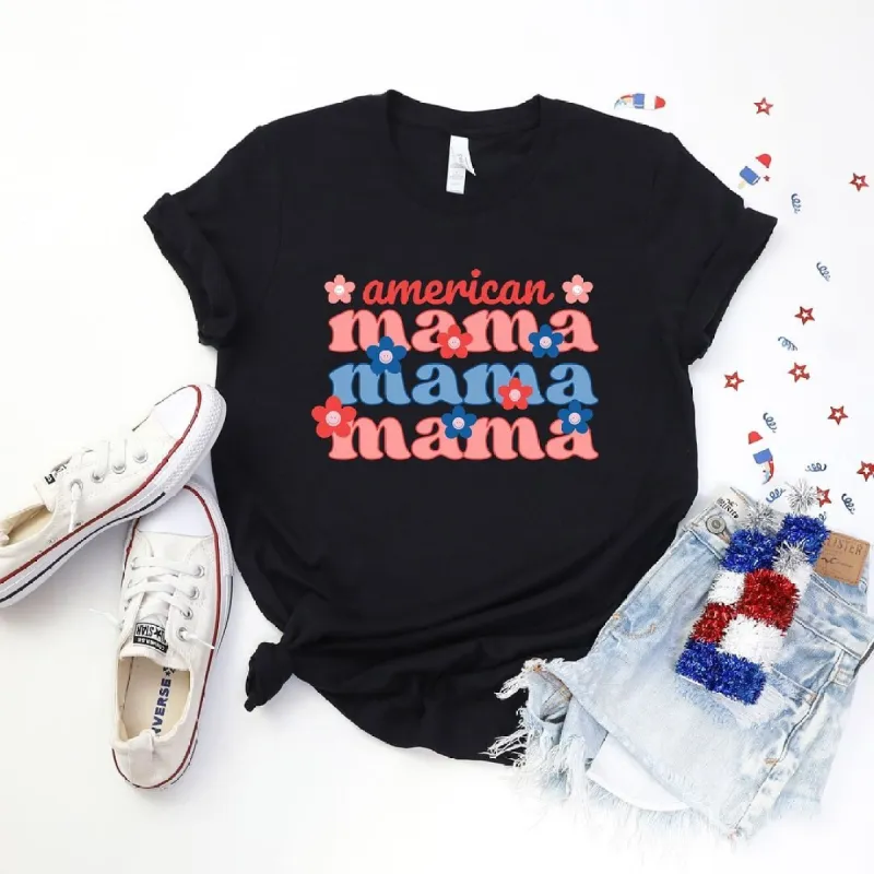 American Mama Smiley Face Short Sleeve Crewnneck Tee sold by Zulily