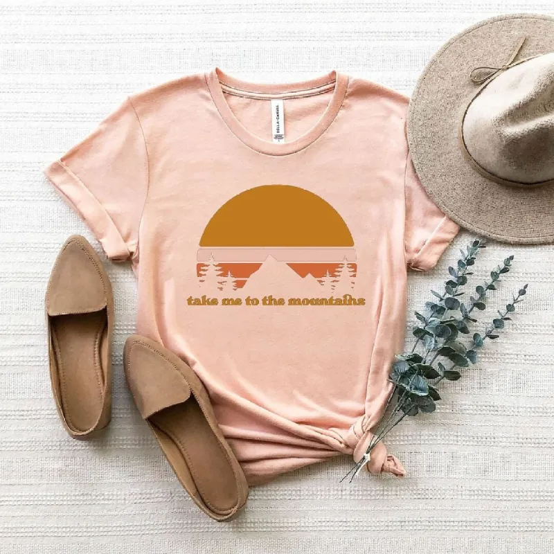 Take Me to the Mountains Sunset Short Sleeve Crewnneck Tee sold by Zulily