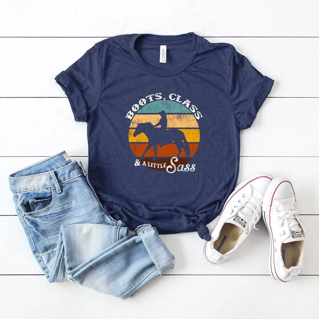 Boots Class and a Little Sass Short Sleeve Crewnneck Tee sold by Zulily