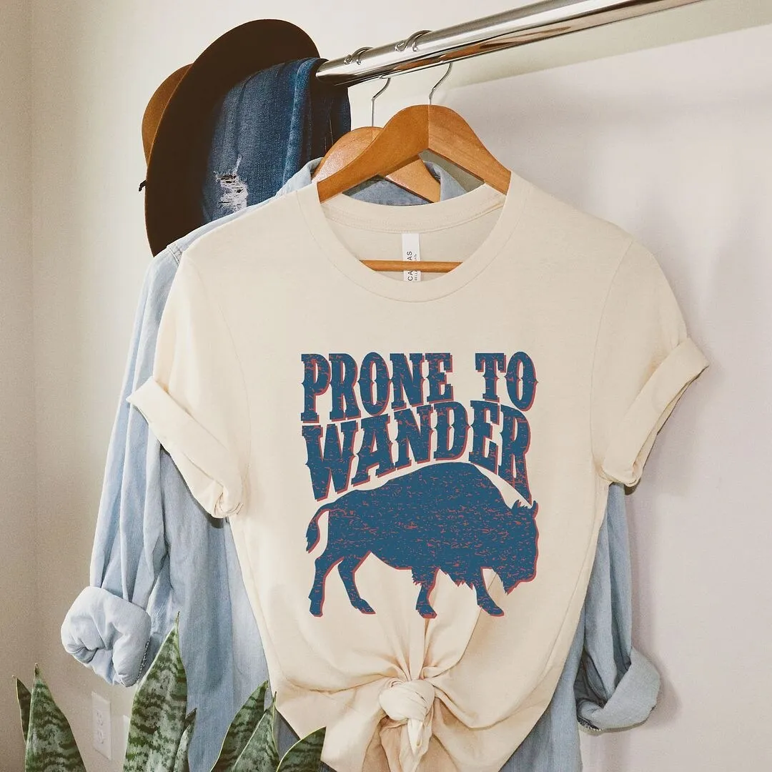 Prone to Wander Short Sleeve Crewnneck Tee sold by Zulily