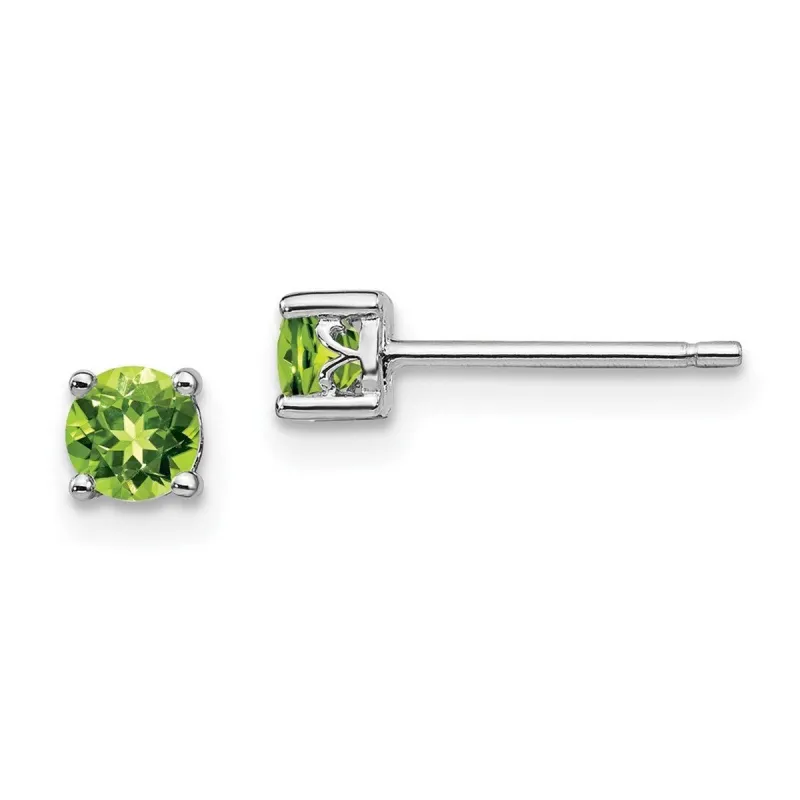 Curata 925 Sterling Silver Rhodium Plated 4x4mm Round Peridot Post Earrings sold by Zulily