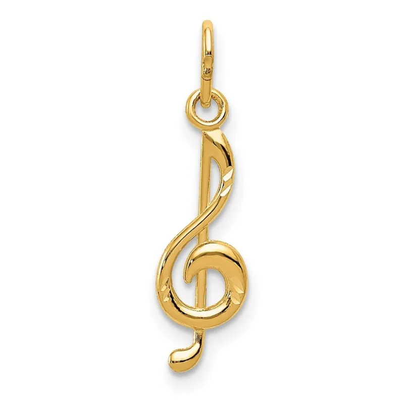 Curata 14k Yellow Gold 18" 5mmx21mm Diamond-cut Music Note Pendant Necklace sold by Zulily