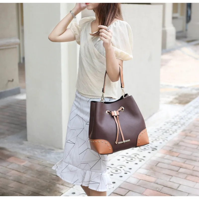 MKF Collection Candice Color Block Bucket Bag with matching Wallet by Mia K sold by Zulily