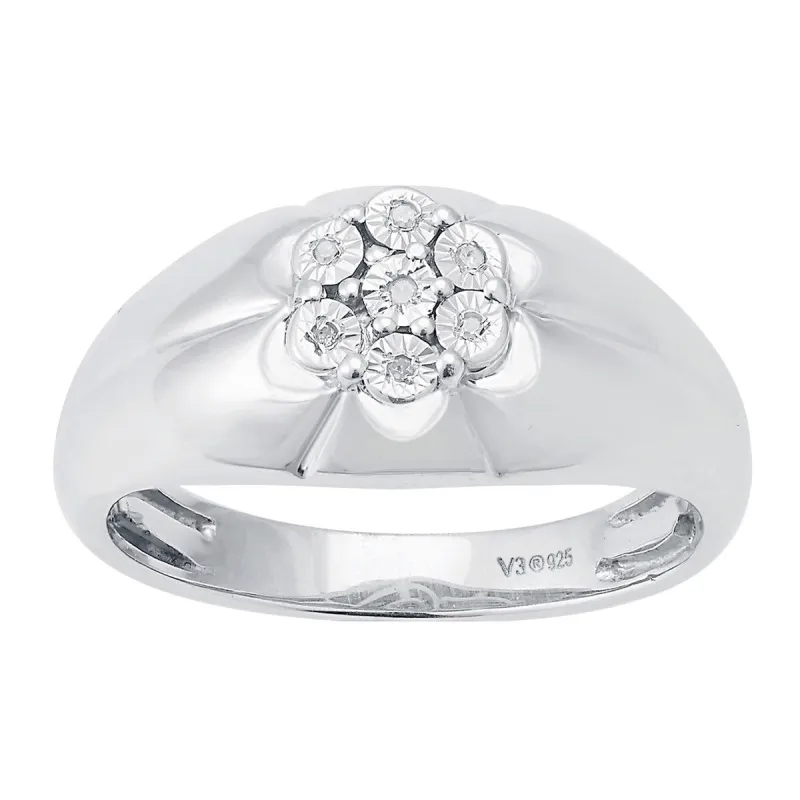 Sterling Silver Real White Diamond Accents Men's Ring sold by Zulily