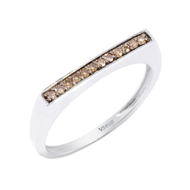 Champagne Diamond Sterling Silver Flat Top Stackable Ring sold by Zulily