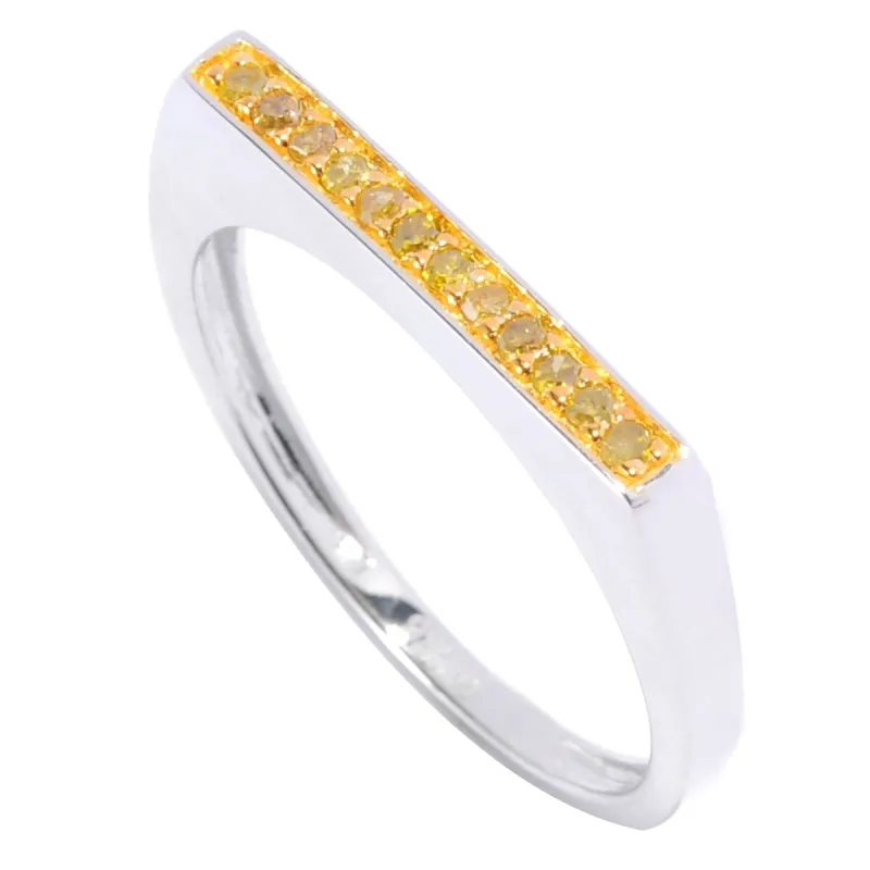 Yellow Diamond Sterling Silver Flat Top Stackable Ring sold by Zulily