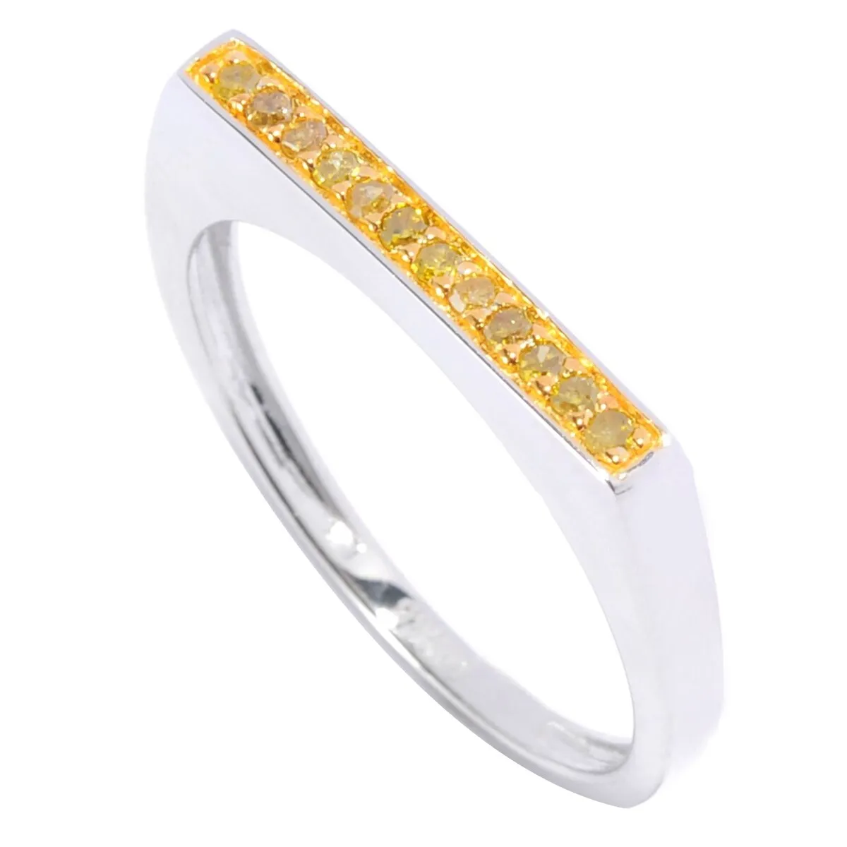 Yellow Diamond Sterling Silver Flat Top Stackable Ring sold by Zulily