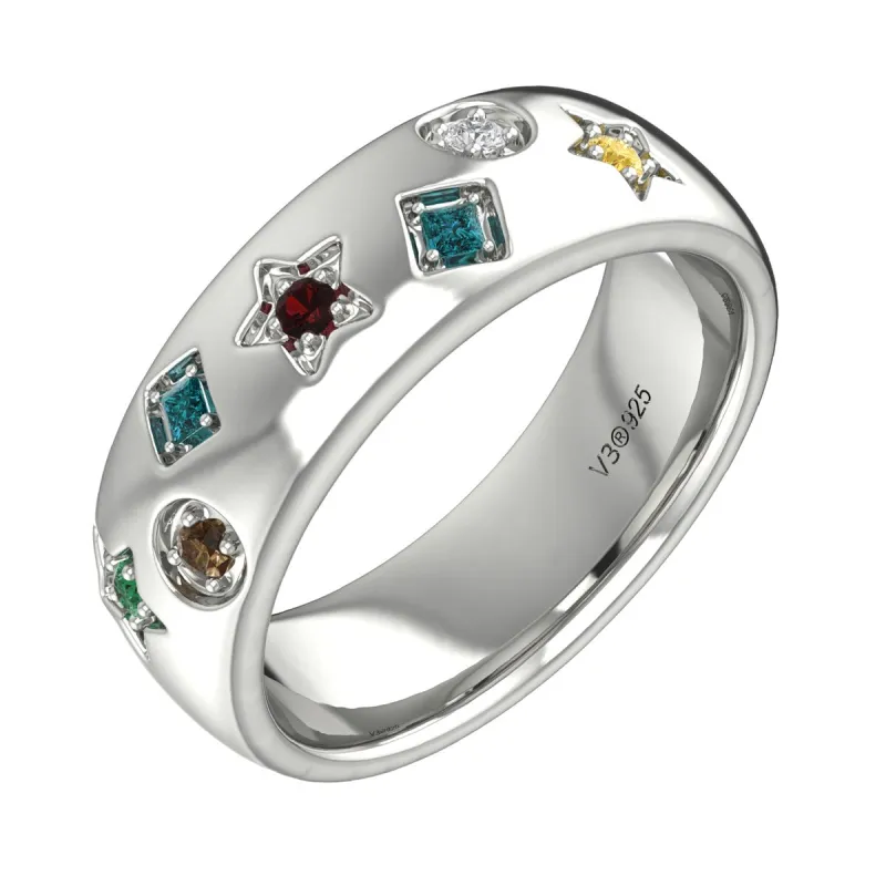 Sterling Silver Genuine Multi Diamonds Band Ring sold by Zulily