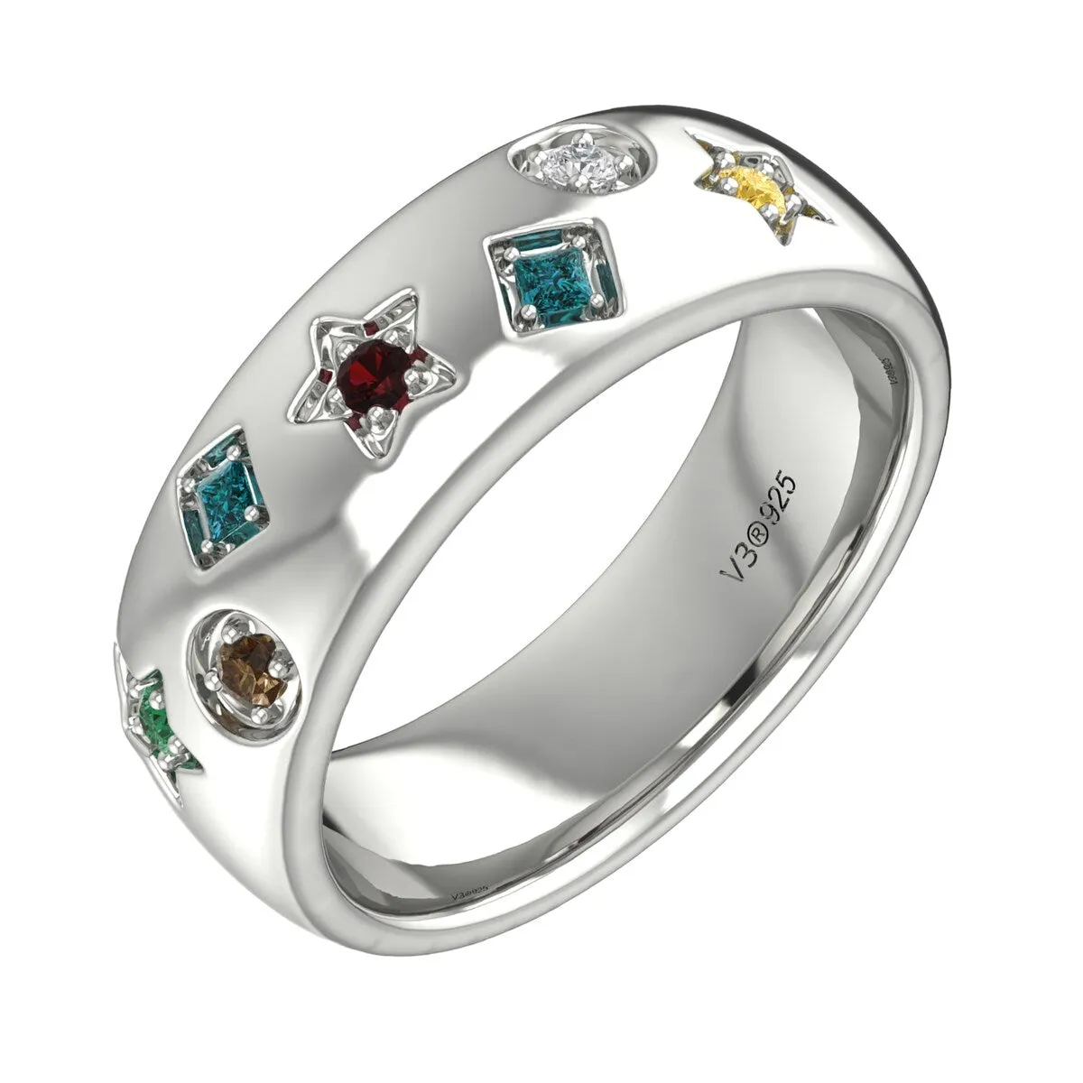 Sterling Silver Genuine Multi Diamonds Band Ring sold by Zulily
