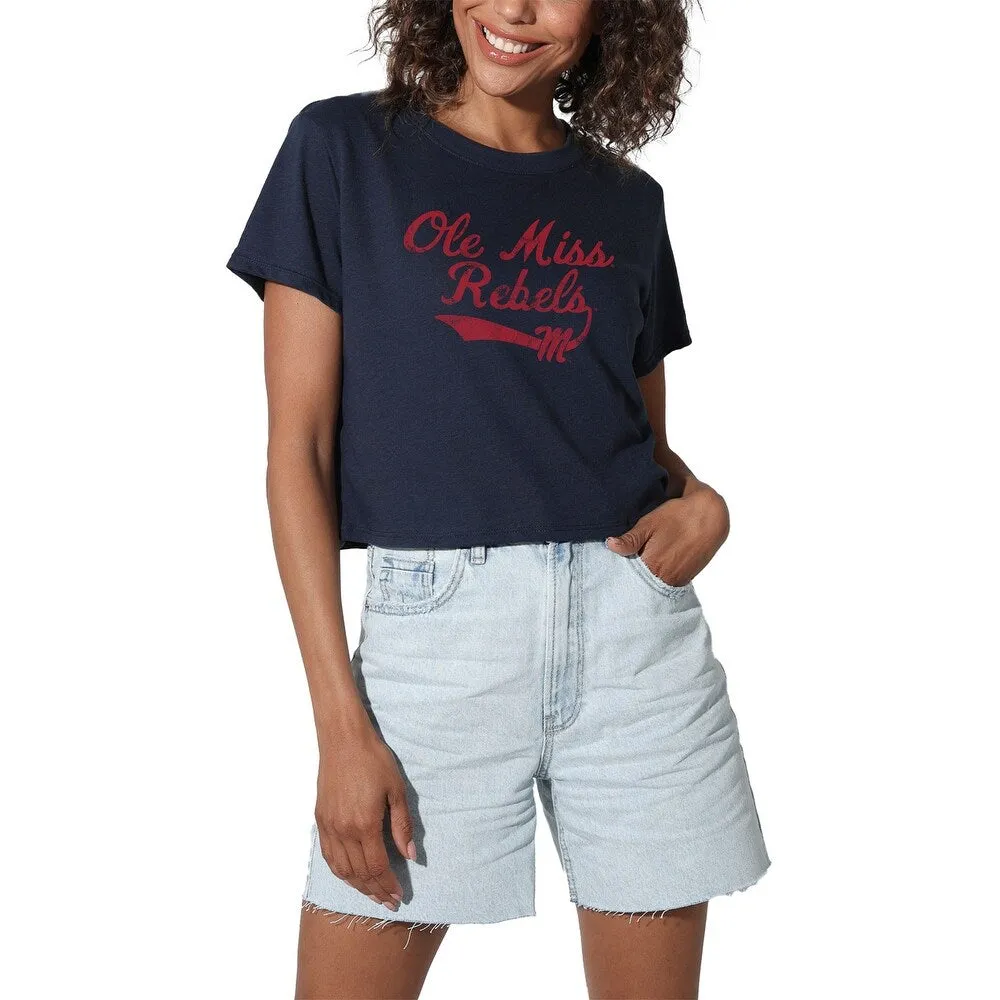 University of Mississippi Vintage Script Women's Crop Top T Shirt sold by Zulily