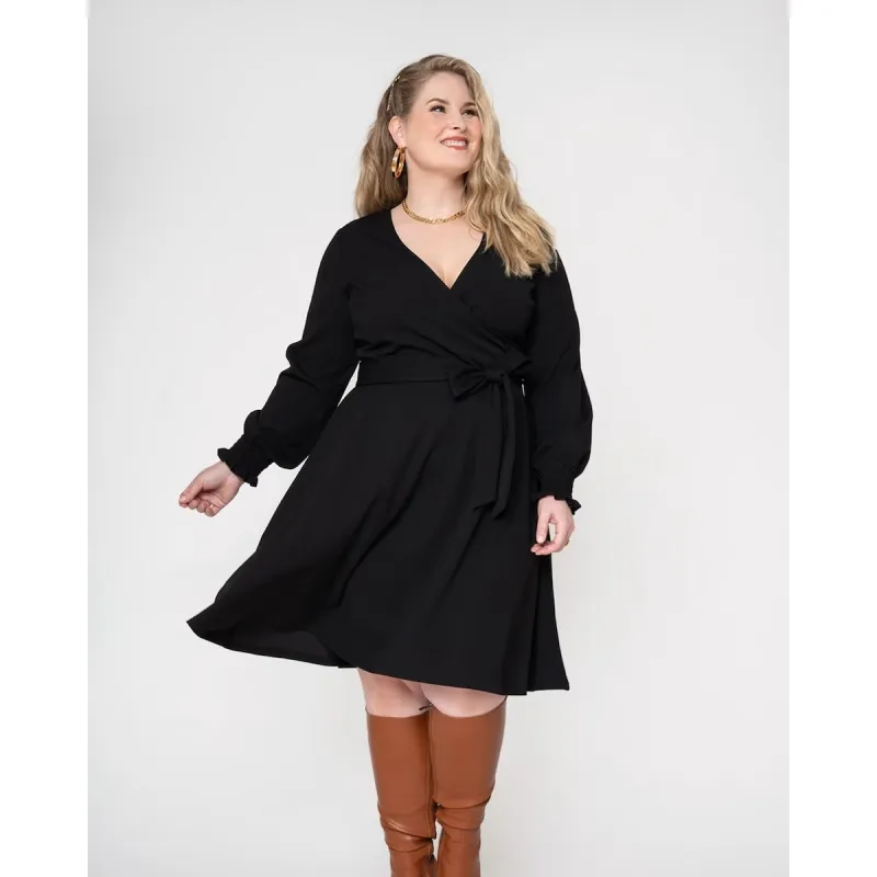 Leota Women's Perfect Wrap Blouson Sleeve Dress Black sold by Zulily