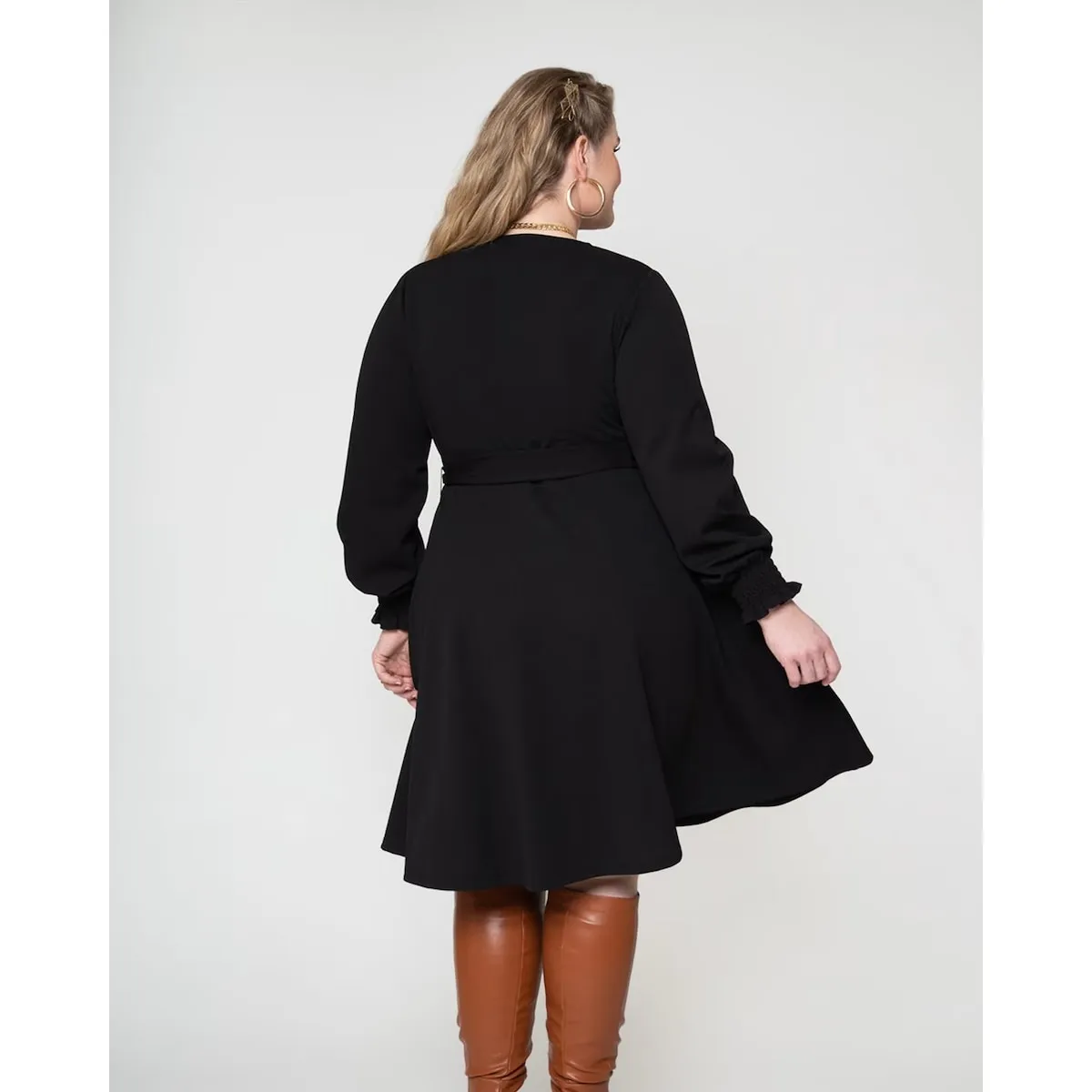 Leota Women's Perfect Wrap Blouson Sleeve Dress Black sold by Zulily product image thumbnail 4