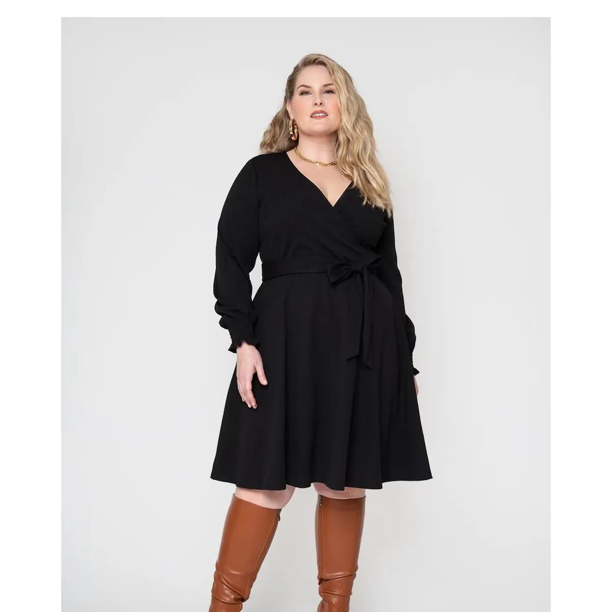 Leota Women's Perfect Wrap Blouson Sleeve Dress Black sold by Zulily product image thumbnail 2