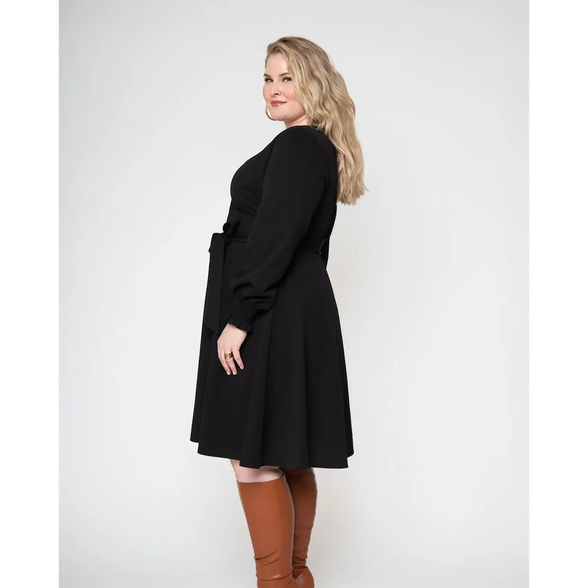 Leota Women's Perfect Wrap Blouson Sleeve Dress Black sold by Zulily product image thumbnail 3